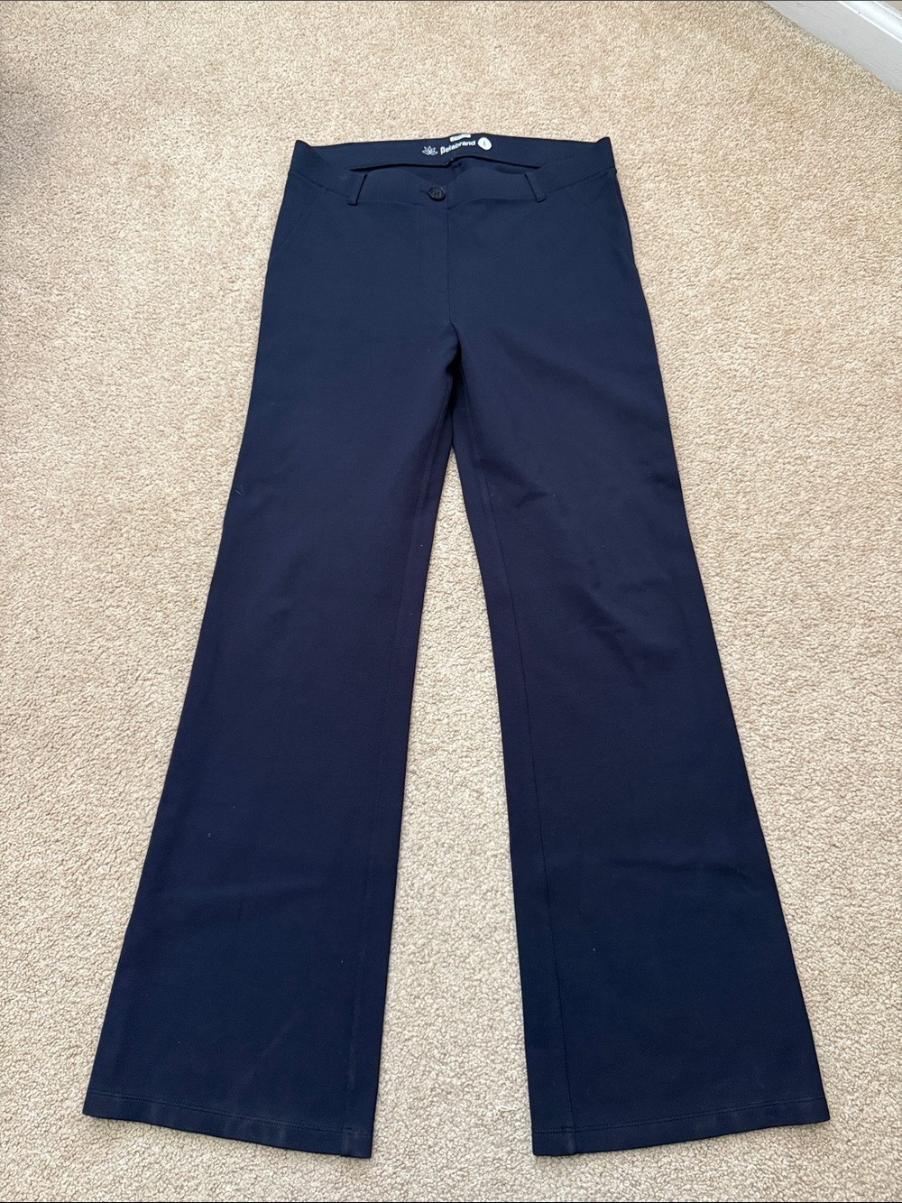 Betabrand Perfect Mid Rise Relaxed Straight Leg Navy Blue Dress Pants Size Large